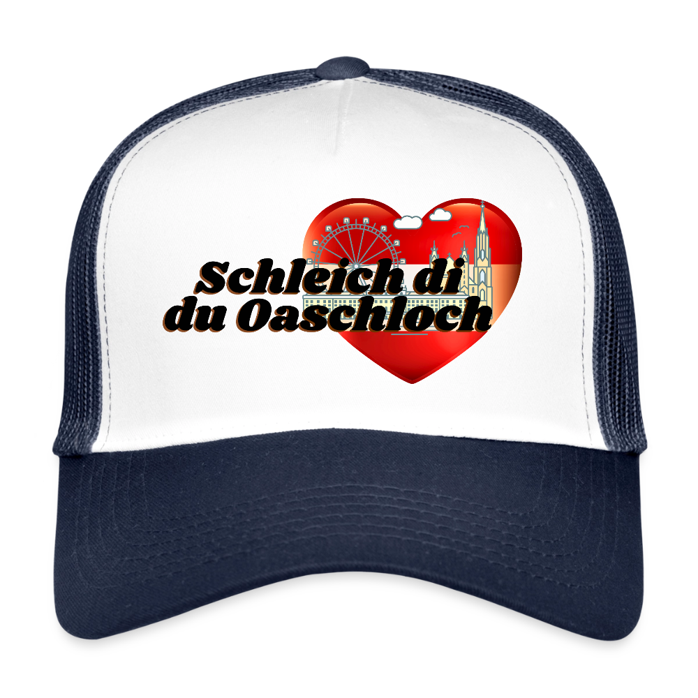 Schleich di du Oaschloch - Wien im Herzen, Trucker Cap/ Kapperl - Weiß/Navy