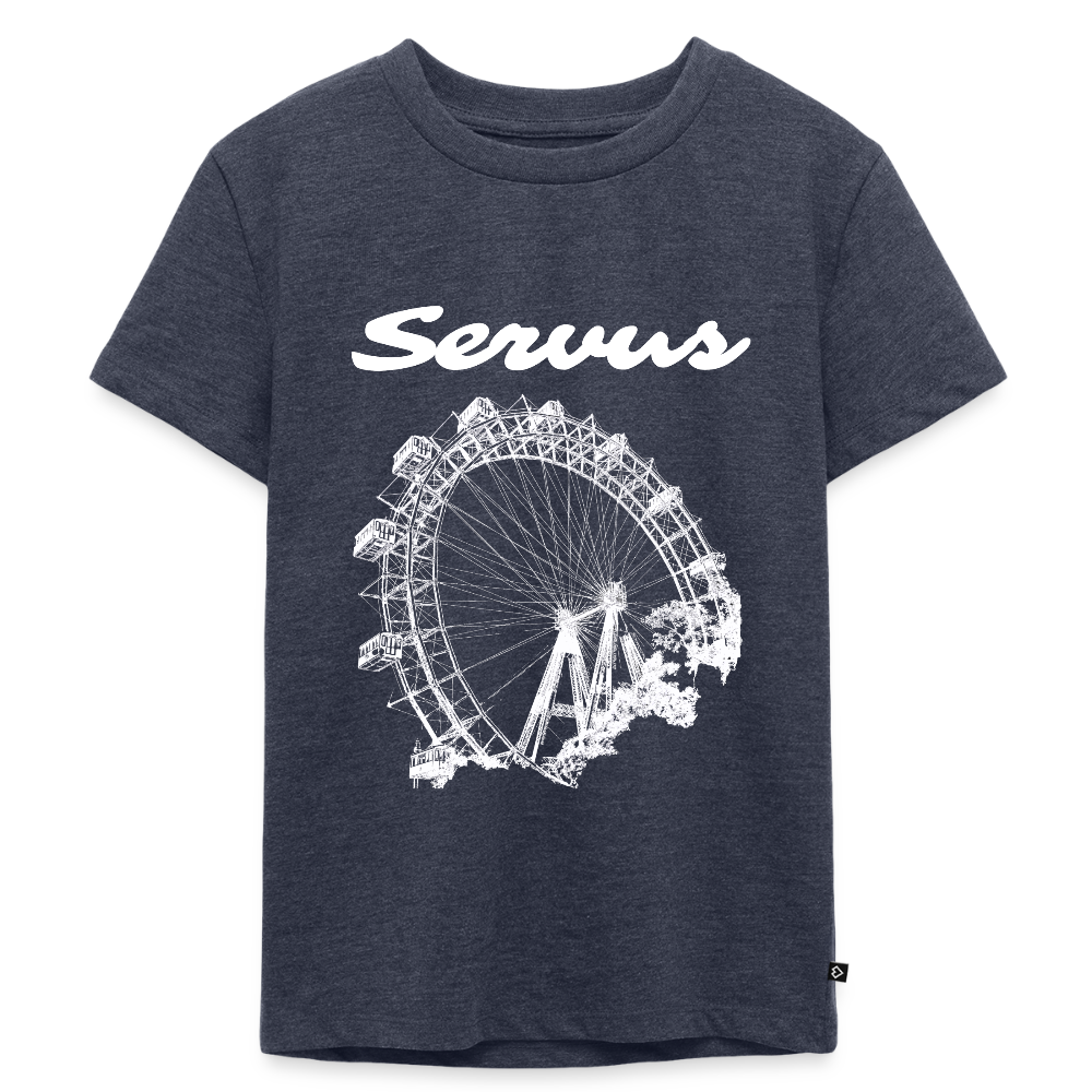 Servus (dt. Hallo) und Wiener Riesenrad in weiß, Kinder (2 - 8 Jahre) Premium T-Shirt - Jeansblau 