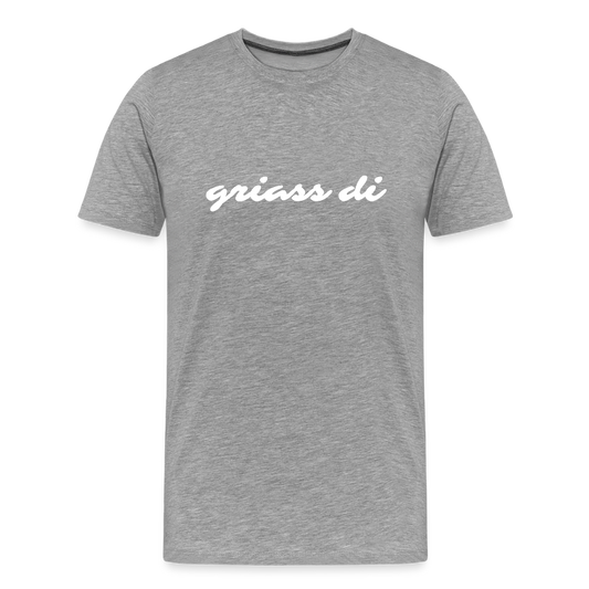griass di - grüß dich in weiß, Männer Premium T-Shirt - Grau meliert