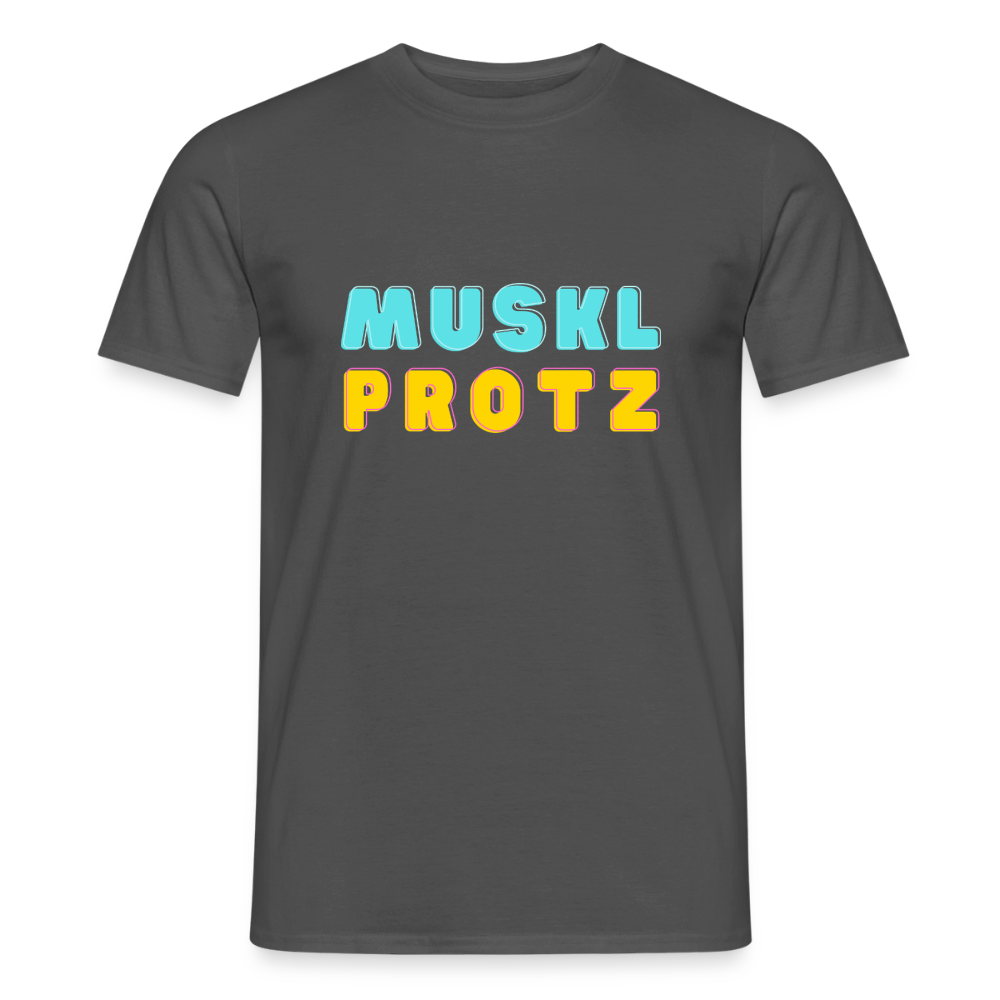Muskl Protz orange, Männer T-Shirt - Anthrazit