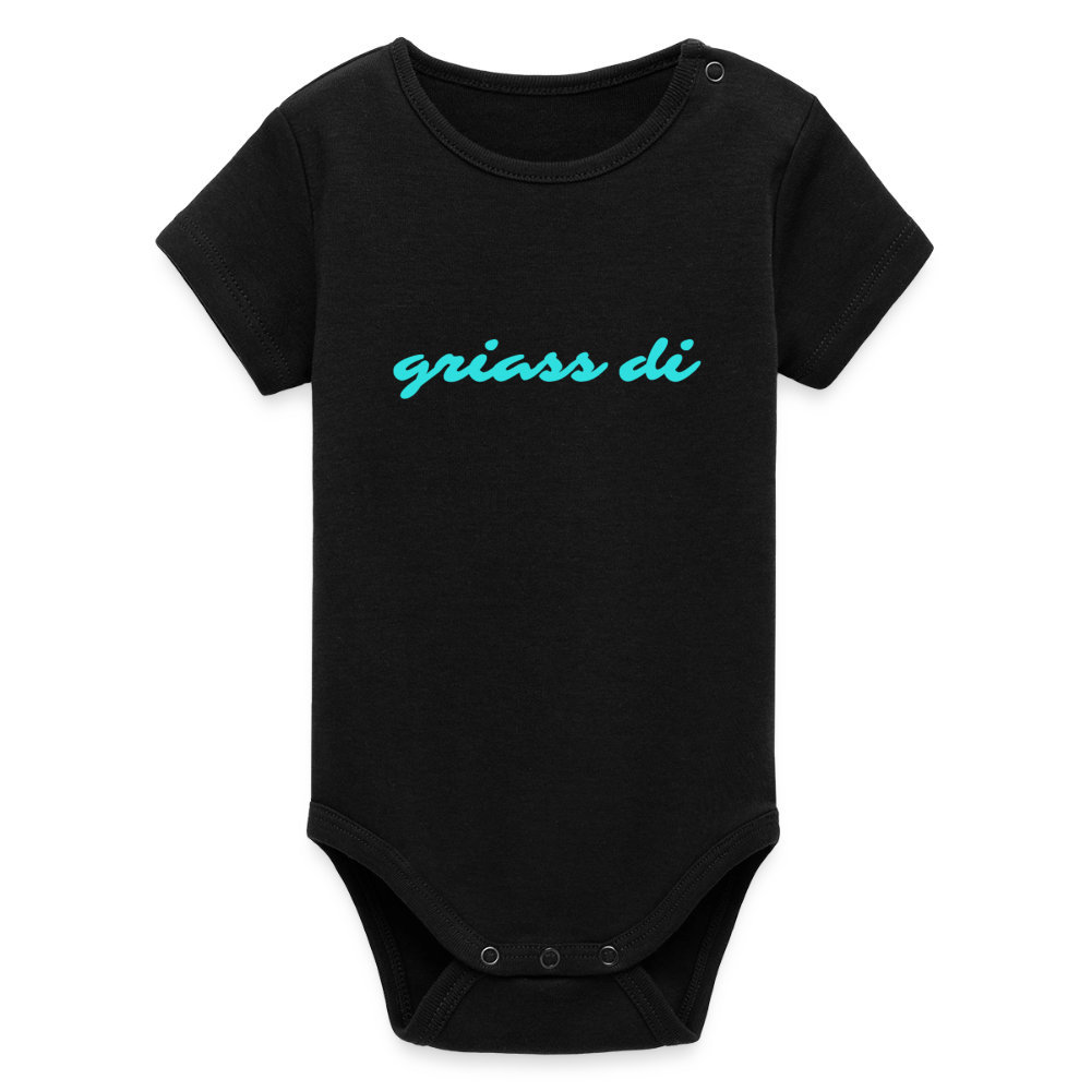 griass di - grüß dich, Bio Baby-Body (kurzarm) - Schwarz