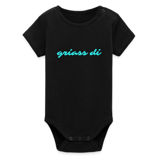 griass di - grüß dich, Bio Baby-Body (kurzarm) - Schwarz