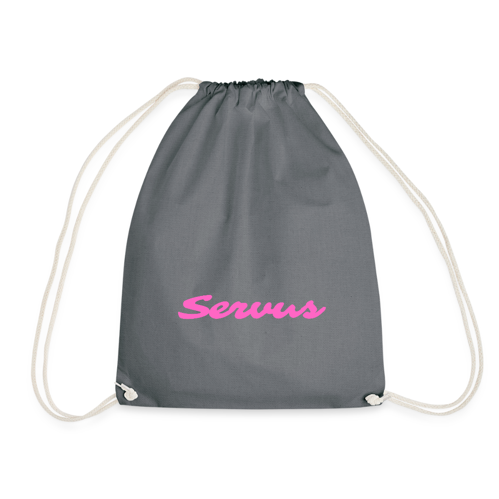 Servus (dt. Hallo) in pink, Gym/ Beach Bag - Turnsackerl (dt. Turnbeutel) - Grau