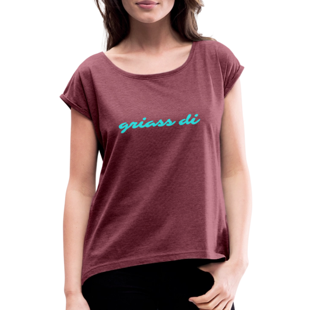 griass di, Lockeres Frauen T-Shirt - Bordeauxrot meliert
