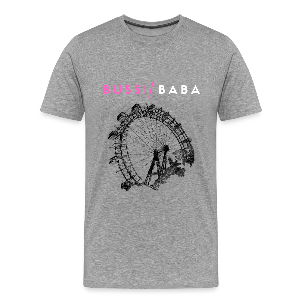 Bussi Baba pink - Wiener Riesenrad in schwarz, Männer Premium T-Shirt - Grau meliert
