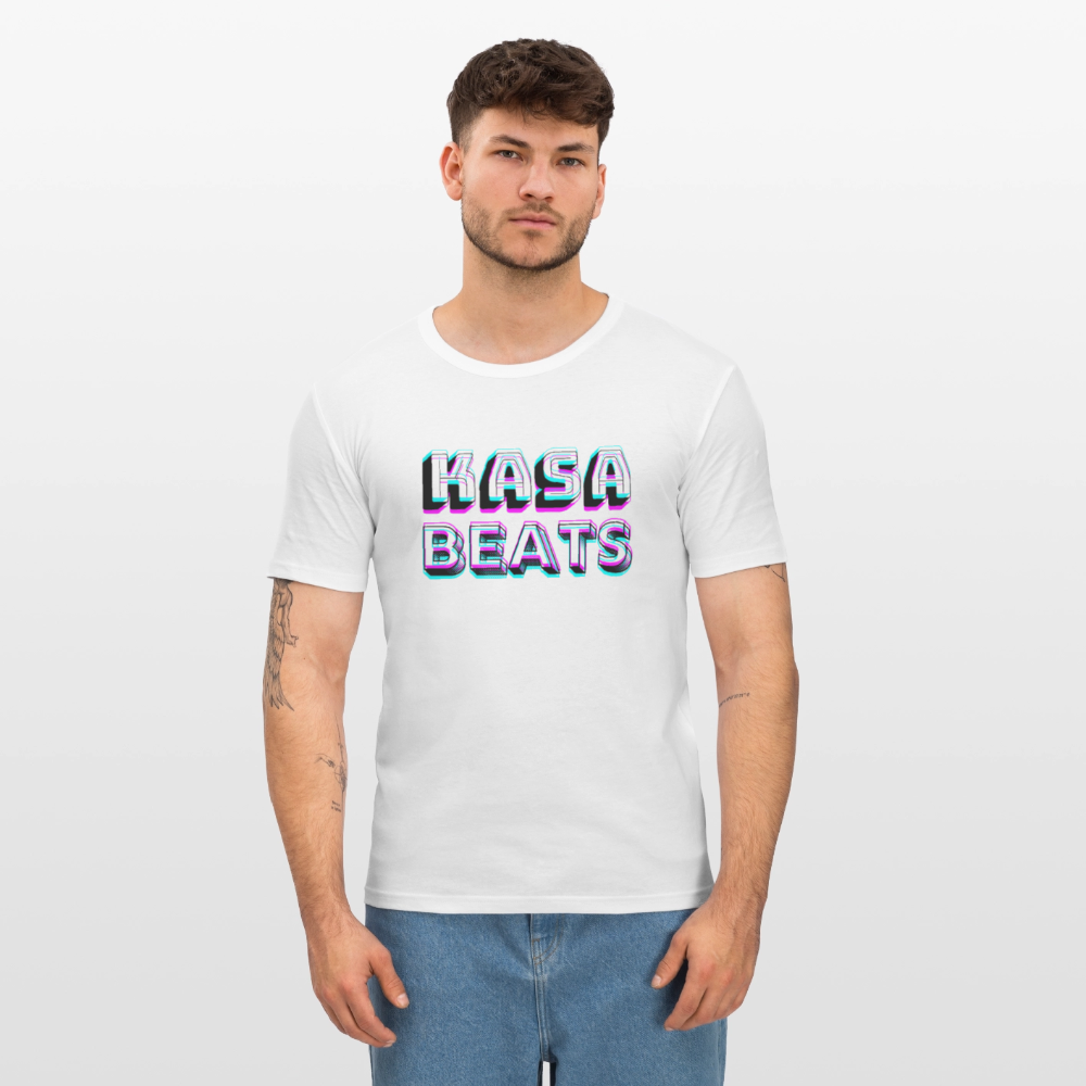 KASA BEATS - funky 3D letters, Men Slim Fit T-Shirt - Weiß