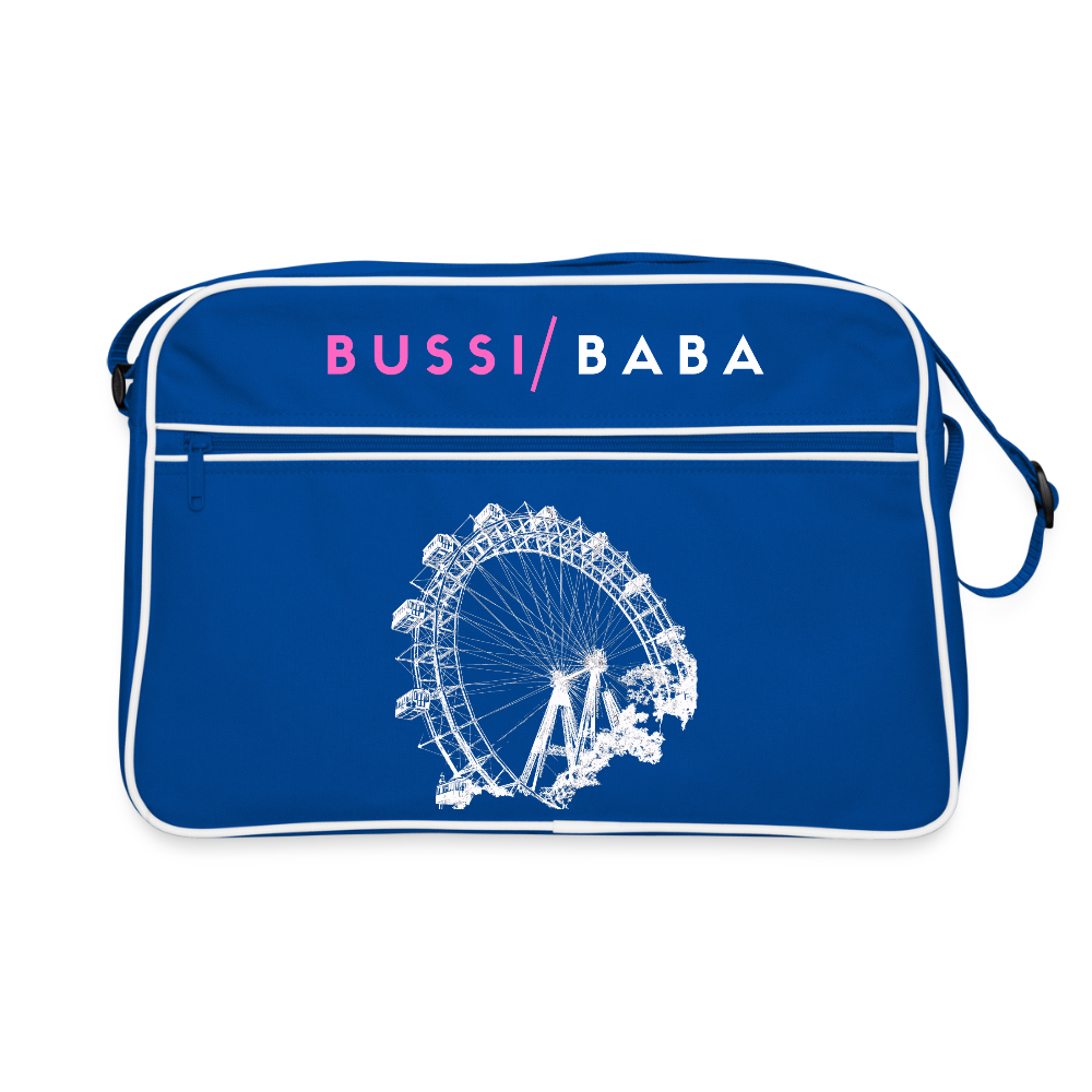 Bussi Baba pink - Wiener Riesenrad in weiß, Retro Tasche - Blau/Weiß