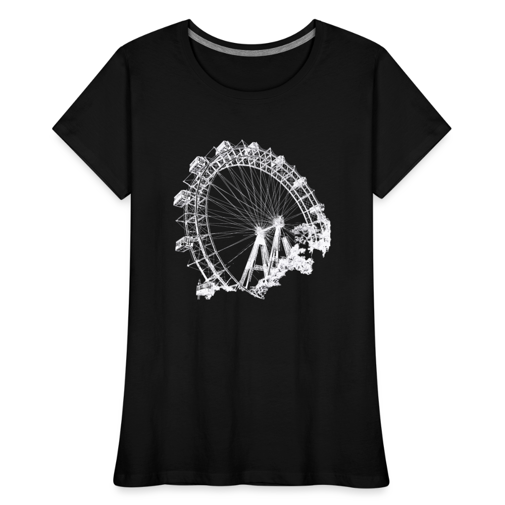 Wiener Riesenrad weiß - Frauen Premium Bio T-Shirt - Schwarz