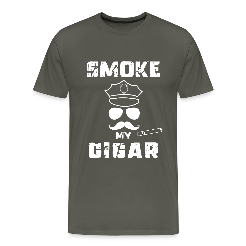 Smoke My Cigar - Zigarren Mann mit Zigarre, Hot Daddy, Cigar Man, Men/ Männer Premium T-Shirt - Asphalt