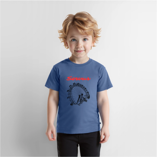Servus (dt. Hallo) in rot & Wiener Riesenrad in schwarz, Kinder Premium T-Shirt - Taubenblau