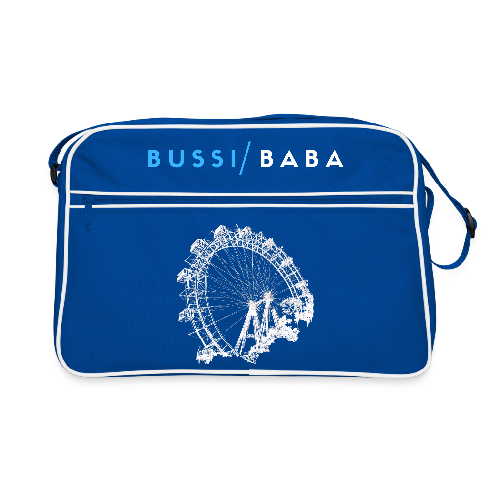 Bussi Baba hellblau - Wiener Riesenrad in weiß, Retro Tasche - Blau/Weiß