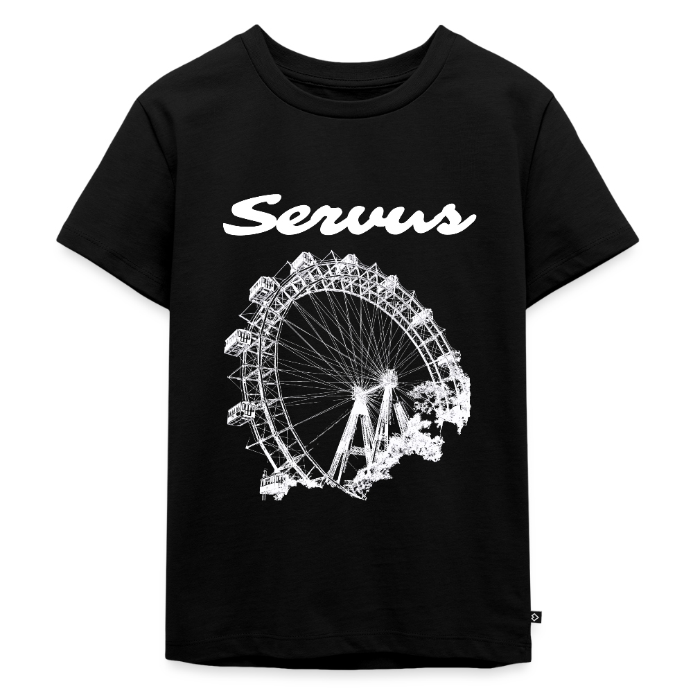 Servus (dt. Hallo) und Wiener Riesenrad in weiß, Kinder (2 - 8 Jahre) Premium T-Shirt - Schwarz
