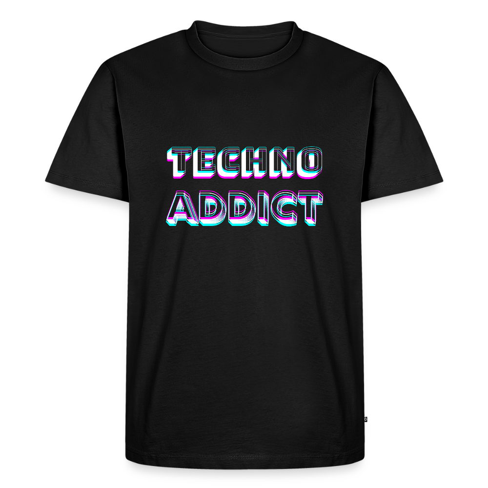 TECHNO ADDICT, funky 3D letters, Men Premium T-Shirt - Schwarz