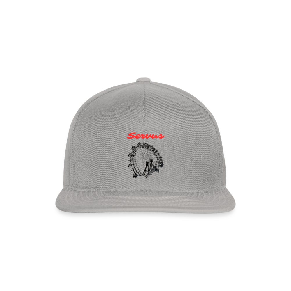 Servus (dt. Hallo) in rot & Wiener Riesenrad in schwarz, Snapback Cap/ Kapperl - Graphit/Graphit