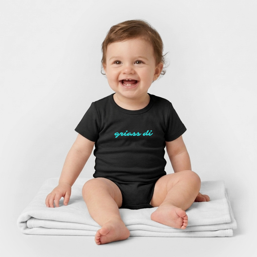 griass di - grüß dich, Bio Baby-Body (kurzarm) - Schwarz
