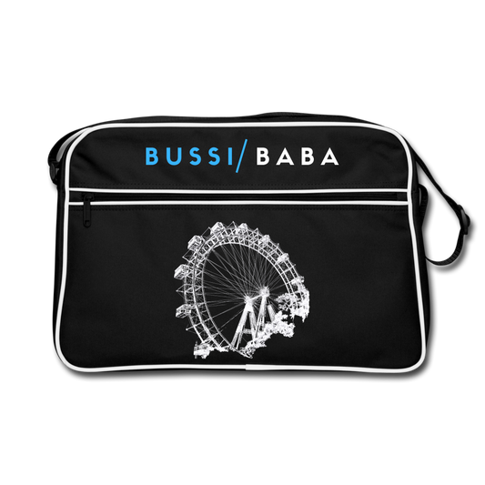 Bussi Baba hellblau - Wiener Riesenrad in weiß, Retro Tasche - Schwarz/Weiß