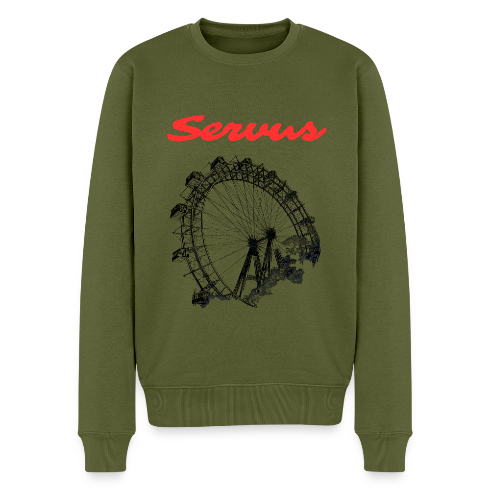 Servus (dt. Hallo) in rot & Wiener Riesenrad in schwarz, Männer Premium Pullover - Khaki