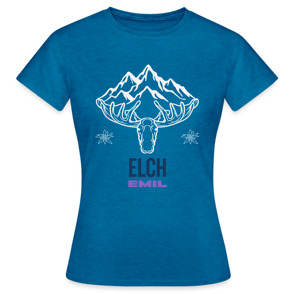 Elch Emil in Österreich, Frauen T-Shirt - Antikblaues Saphir meliert