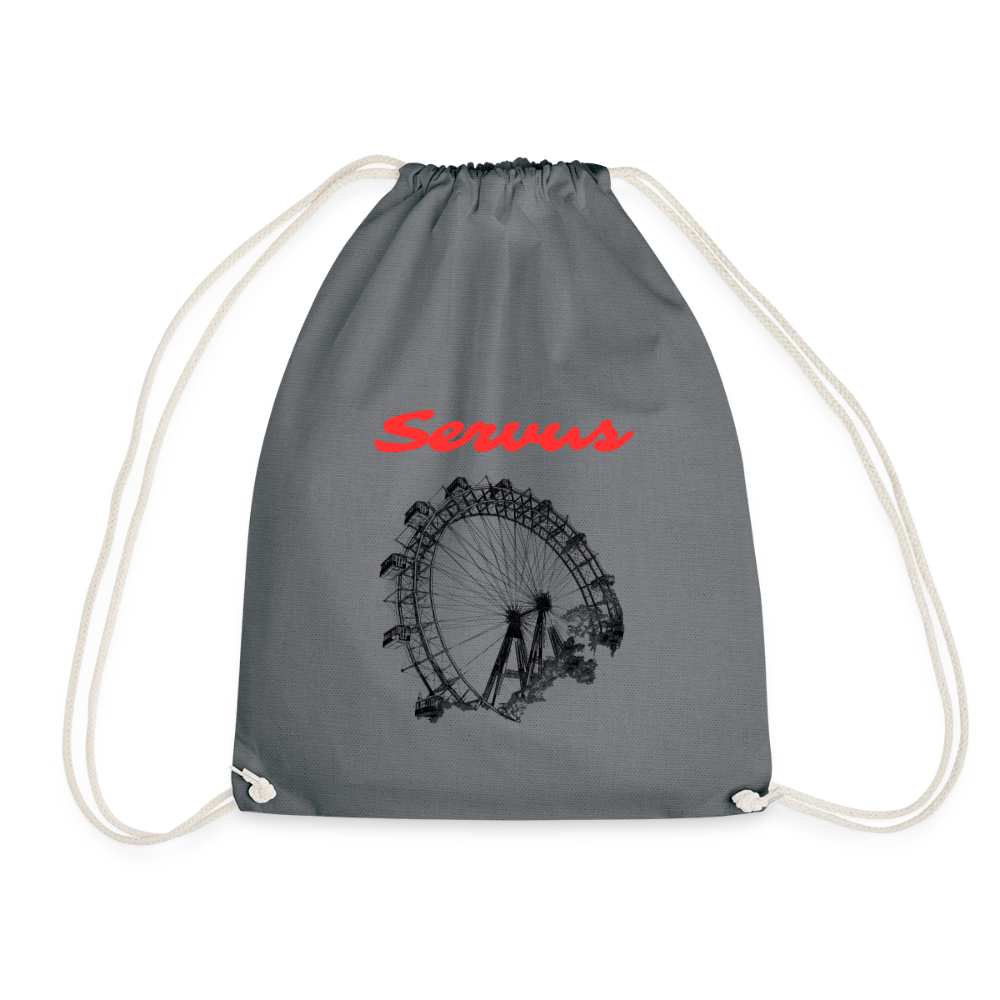 Servus rot + Wiener Riesenrad, Gym Bag - Turnsackerl - Grau