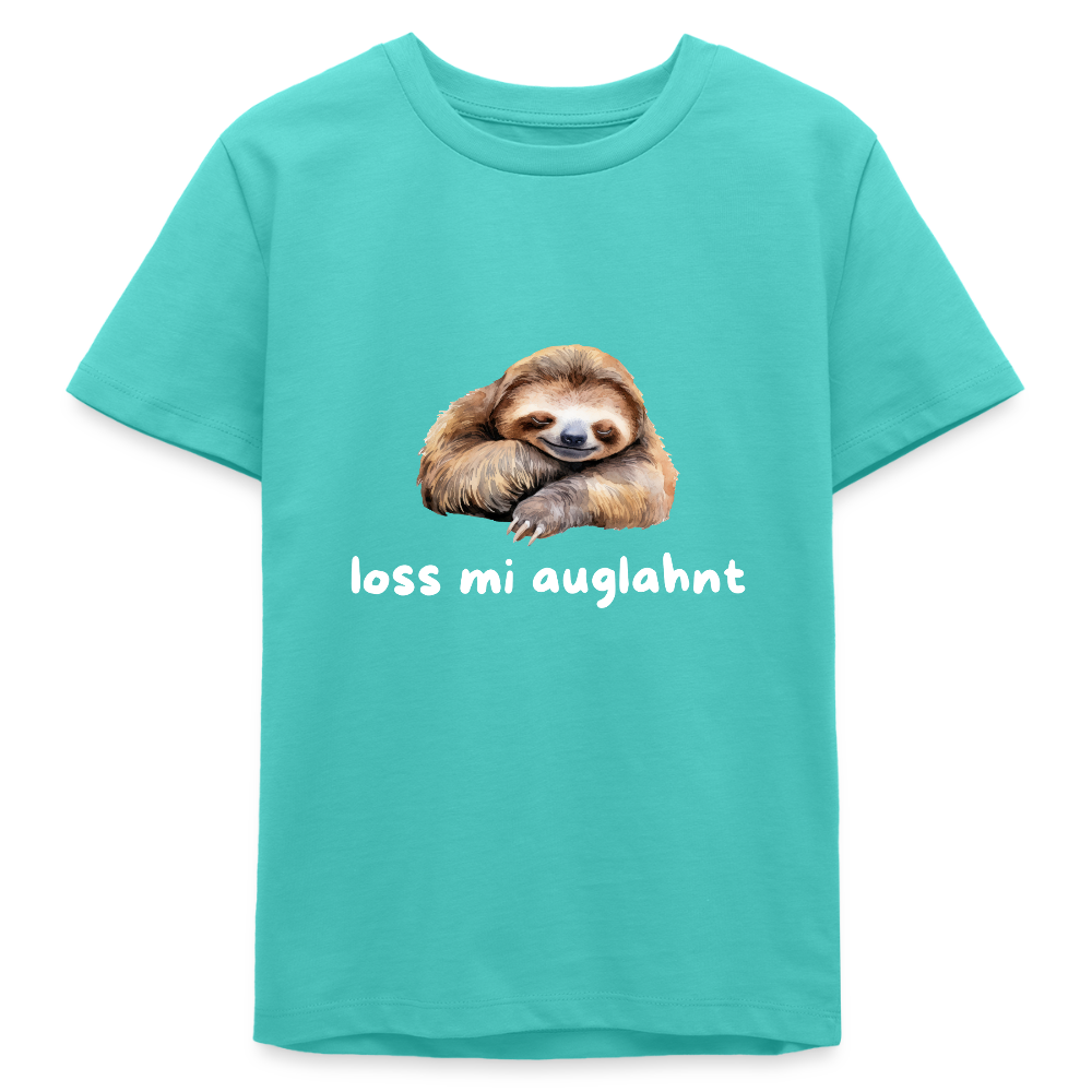 Loss mi auglahnt - Faultier,  Stanley/ Stella Bio Teenager T-Shirt - Poolblau