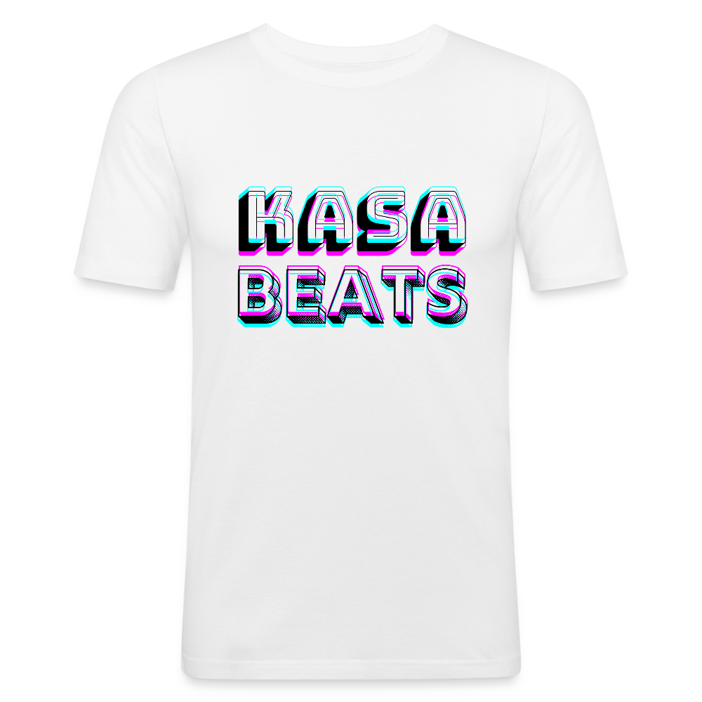 KASA BEATS - funky 3D letters, Men Slim Fit T-Shirt - Weiß