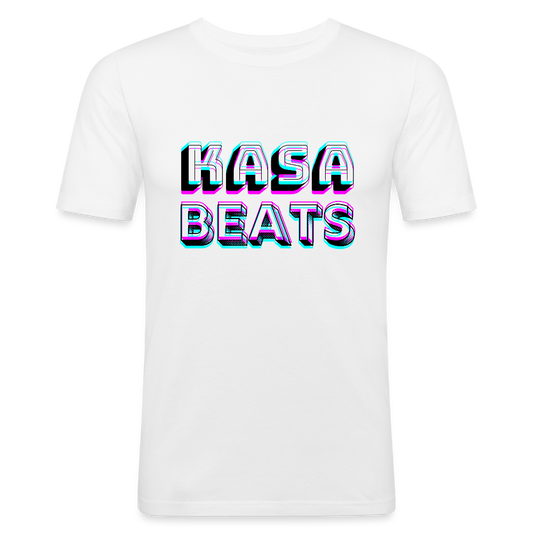 KASA BEATS - funky 3D letters, Men Slim Fit T-Shirt - Weiß