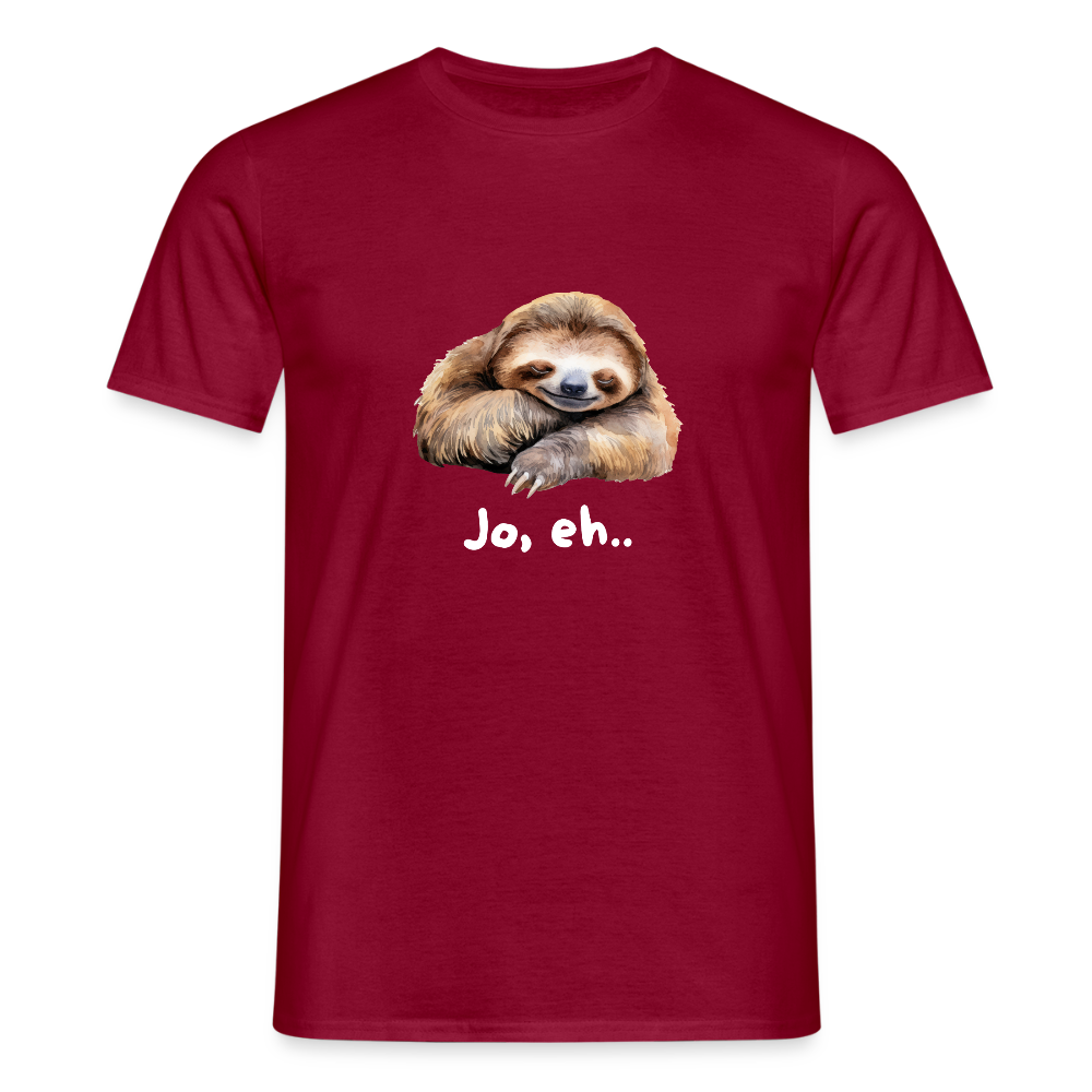 Jo eh - Faultier,  Männer T-Shirt - Ziegelrot