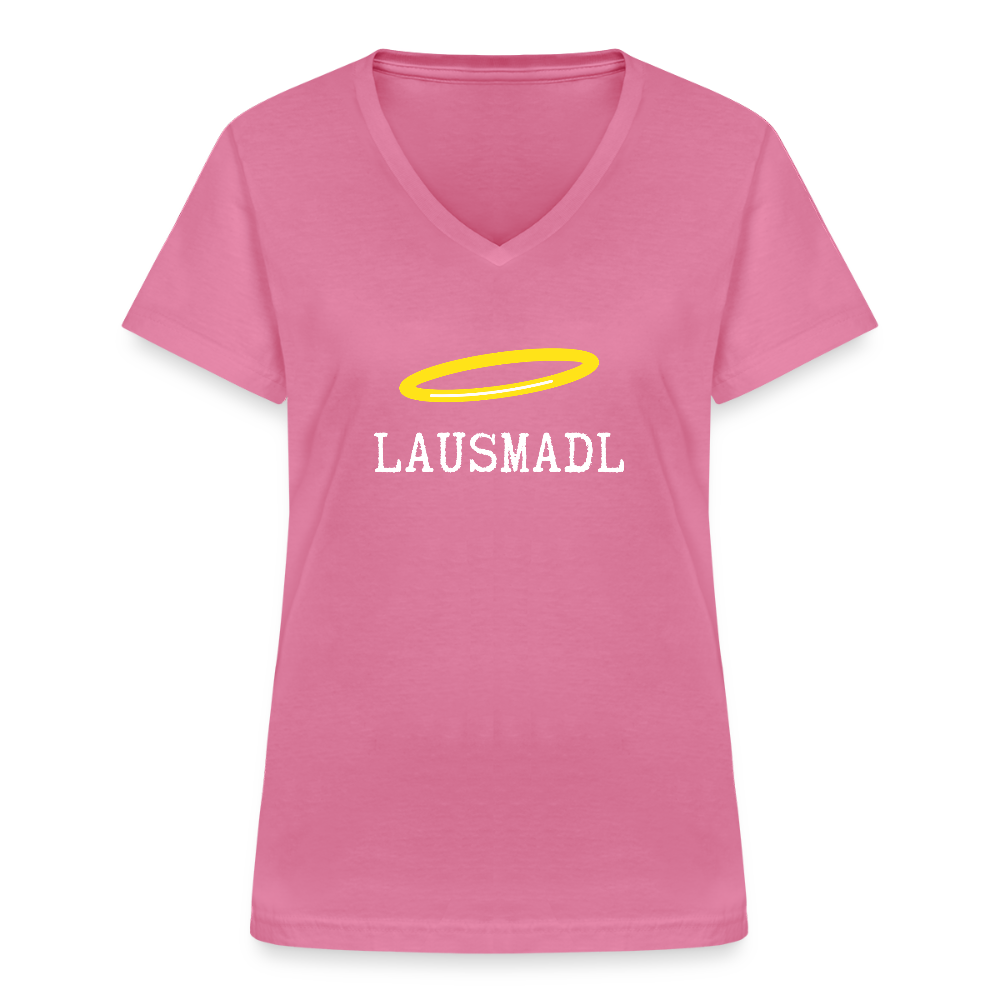 Lausmadl, Klassisches Frauen T-Shirt mit V-Ausschnitt - Pink