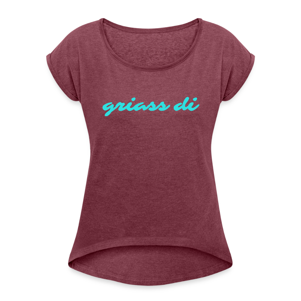 griass di, Lockeres Frauen T-Shirt - Bordeauxrot meliert