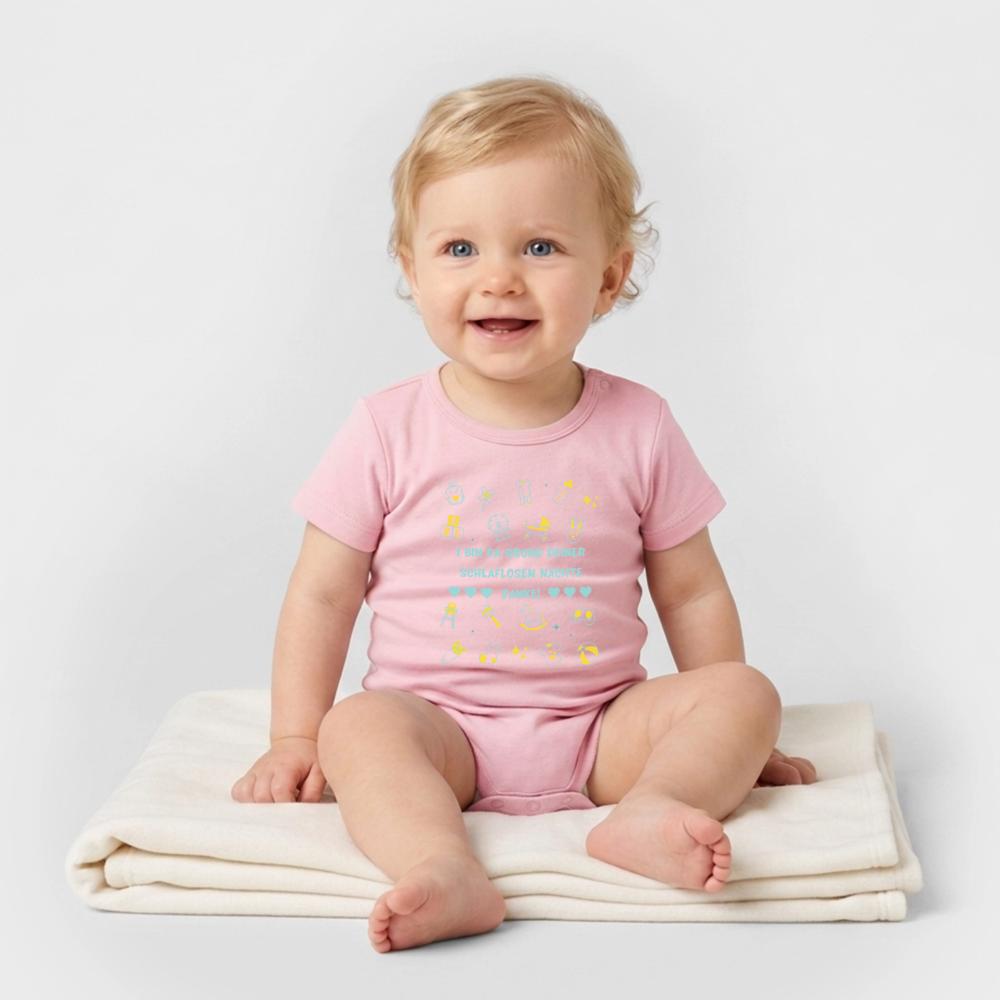 I bin da Grund, Bio Baby-Body (kurzarm) - Hellrosa