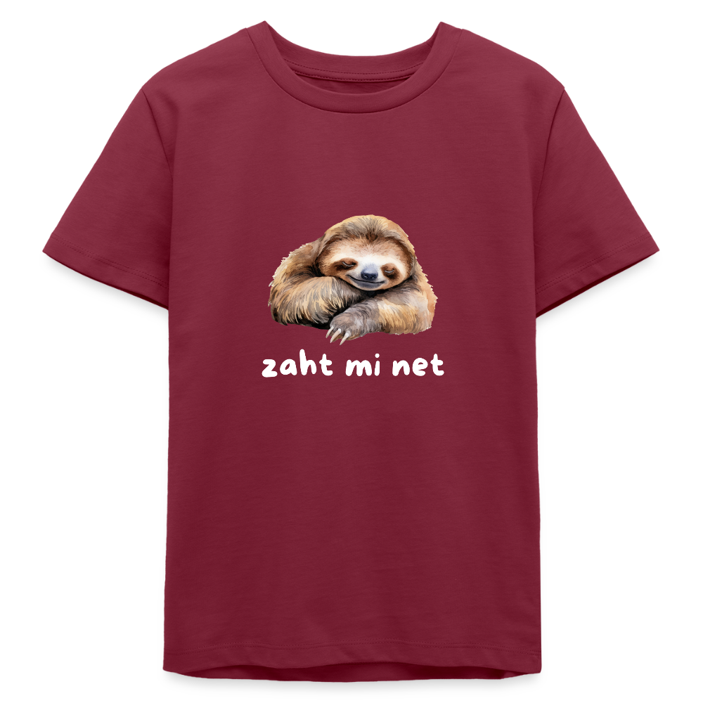 Zaht mi net - Faultier,  Stanley/ Stella Bio Teenager T-Shirt - Burgunderrot