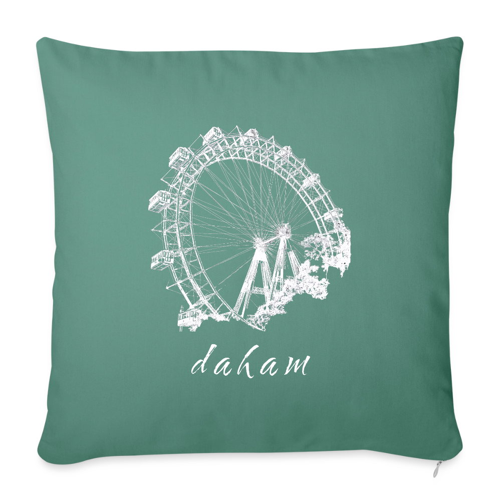 Wiener Riesenrad & daham in weiß,  Polster mit Füllung 44 x 44 cm - Tanngrün