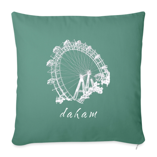 Wiener Riesenrad & daham in weiß,  Polster mit Füllung 44 x 44 cm - Tanngrün