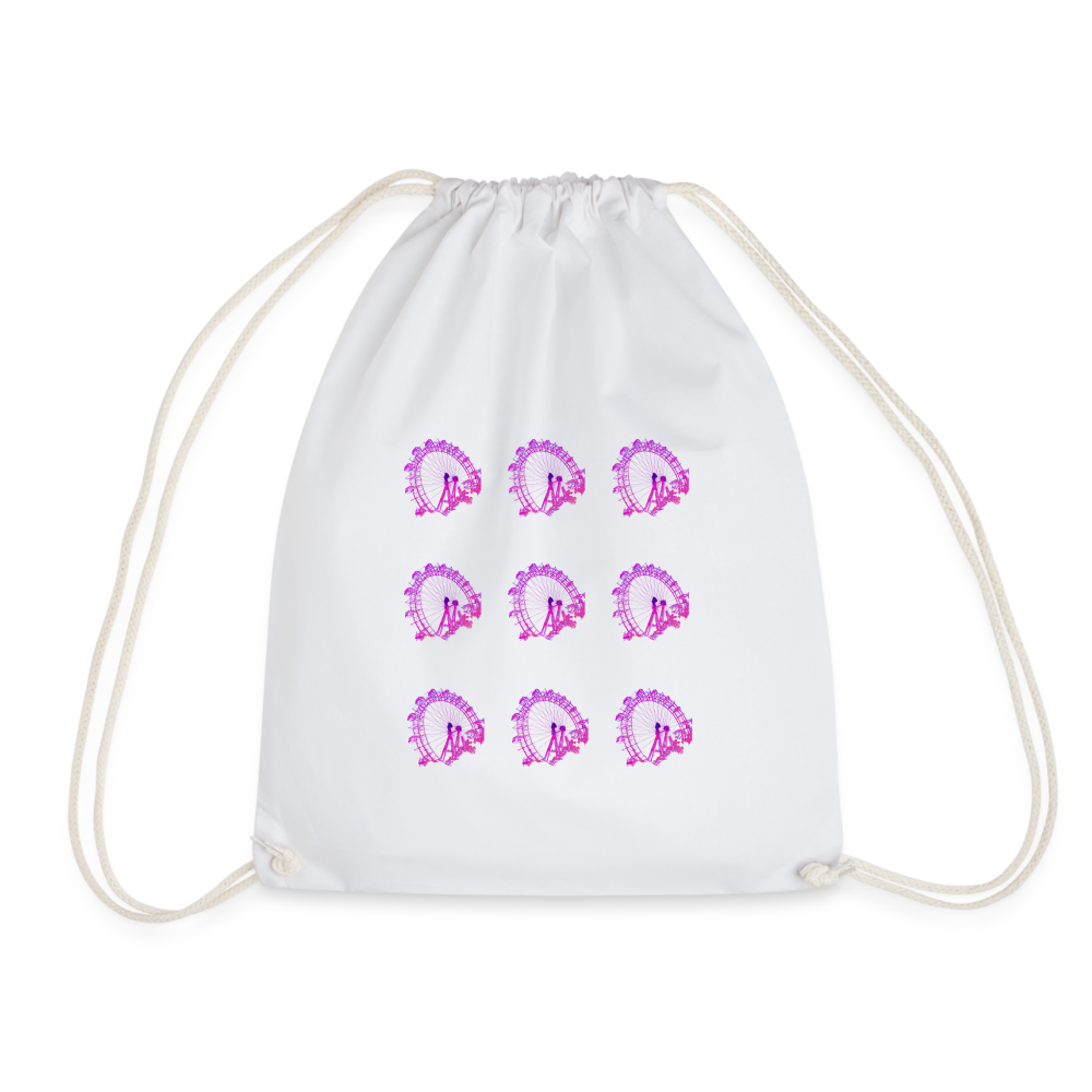 Wiener Riesenrad - 3x3 kleine Riesenräder in pink, Gym Bag - Turnsackerl (dt. Turnbeutel) - Weiß