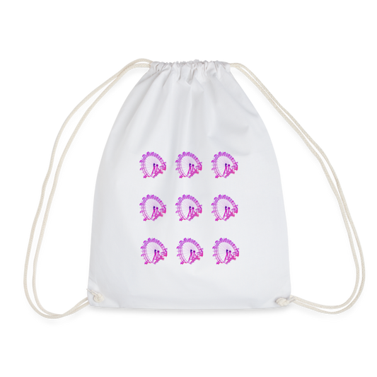 Wiener Riesenrad - 3x3 kleine Riesenräder in pink, Gym Bag - Turnsackerl (dt. Turnbeutel) - Weiß