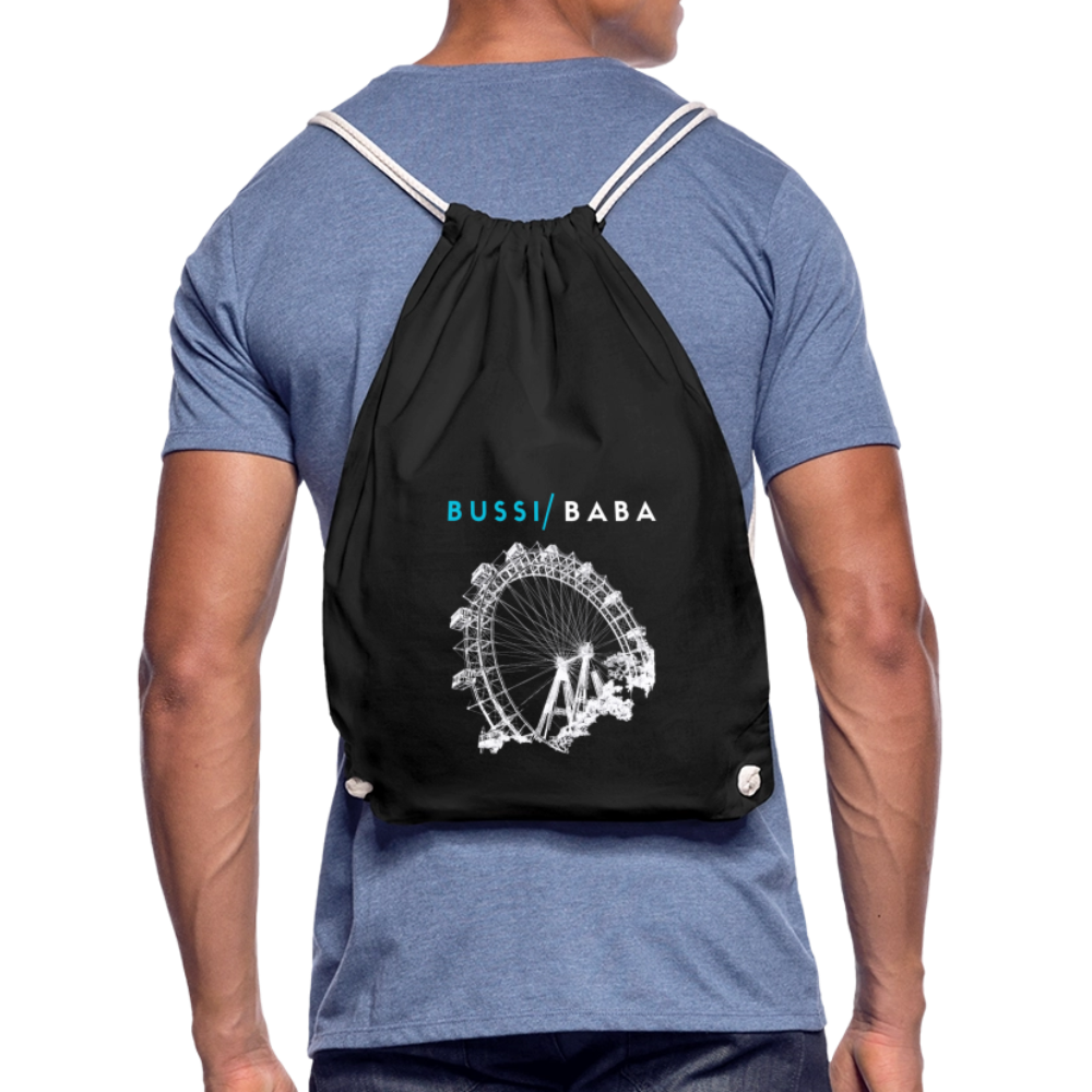 Bussi Baba aquablau - Wiener Riesenrad in weiß, Gym Bag - Turnsackerl (dt. Turnbeutel) - Schwarz