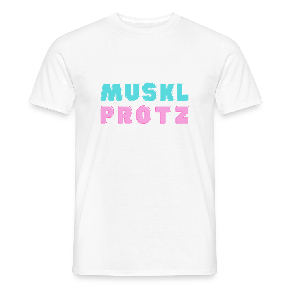 Muskl Protz, Männer T-Shirt - Weiß