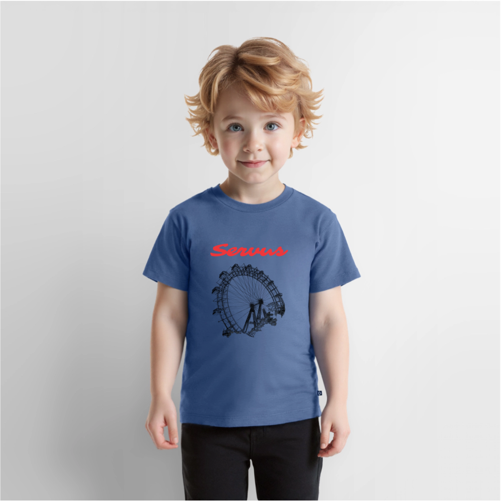 Servus (dt. Hallo) in rot & Wiener Riesenrad in schwarz, Kinder Premium T-Shirt - Taubenblau