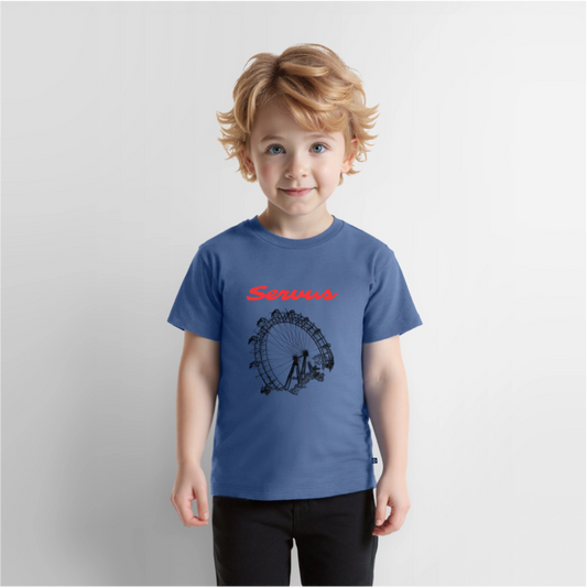 Servus (dt. Hallo) in rot & Wiener Riesenrad in schwarz, Kinder Premium T-Shirt - Taubenblau