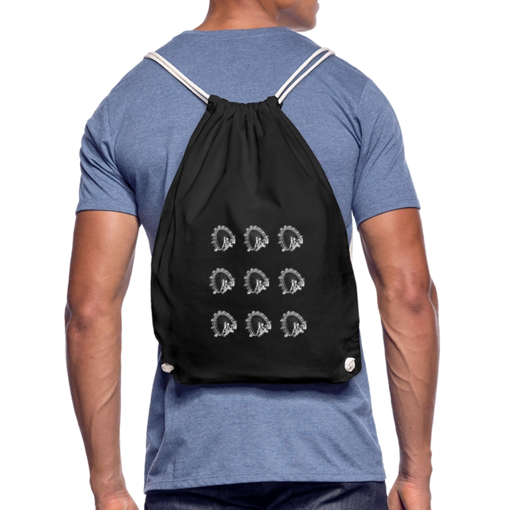 Wiener Riesenrad - 3x3 kleine Riesenräder in weiß, Gym Bag - Turnsackerl (dt. Turnbeutel) - Schwarz