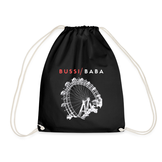 Bussi Baba korallenrot - Wiener Riesenrad in weiß, Gym Bag - Turnsackerl (dt. Turnbeutel) - Schwarz