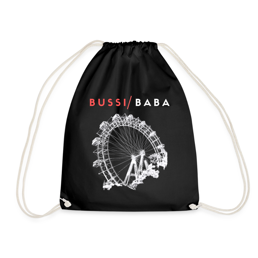 Bussi Baba korallenrot + Wiener Riesenrad, Gym Bag/ Rucksackerl - Turnsackerl - Schwarz