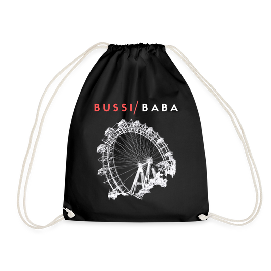 Bussi Baba korallenrot + Wiener Riesenrad, Gym Bag/ Rucksackerl - Turnsackerl - Schwarz