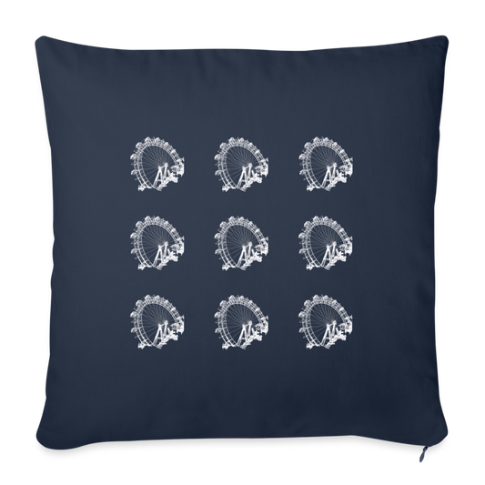 Wiener Riesenrad - 3x3 kleine Riesenräder in weiß, Sofapolsterbezug (dt. Sofakissenbezug) 44 x 44 cm - Navy