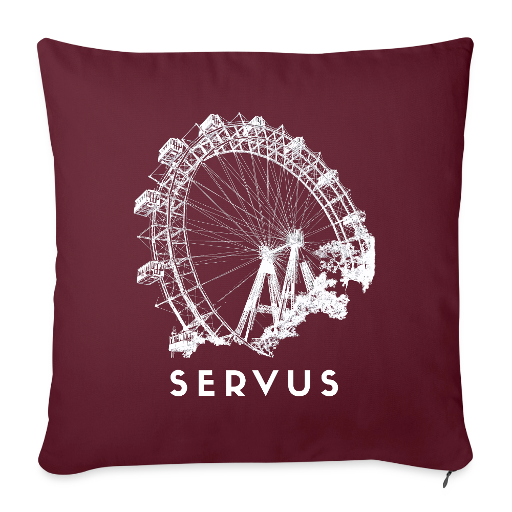 Wiener Riesenrad - SERVUS,  Polster mit Füllung 44 x 44 cm - Burgunderrot