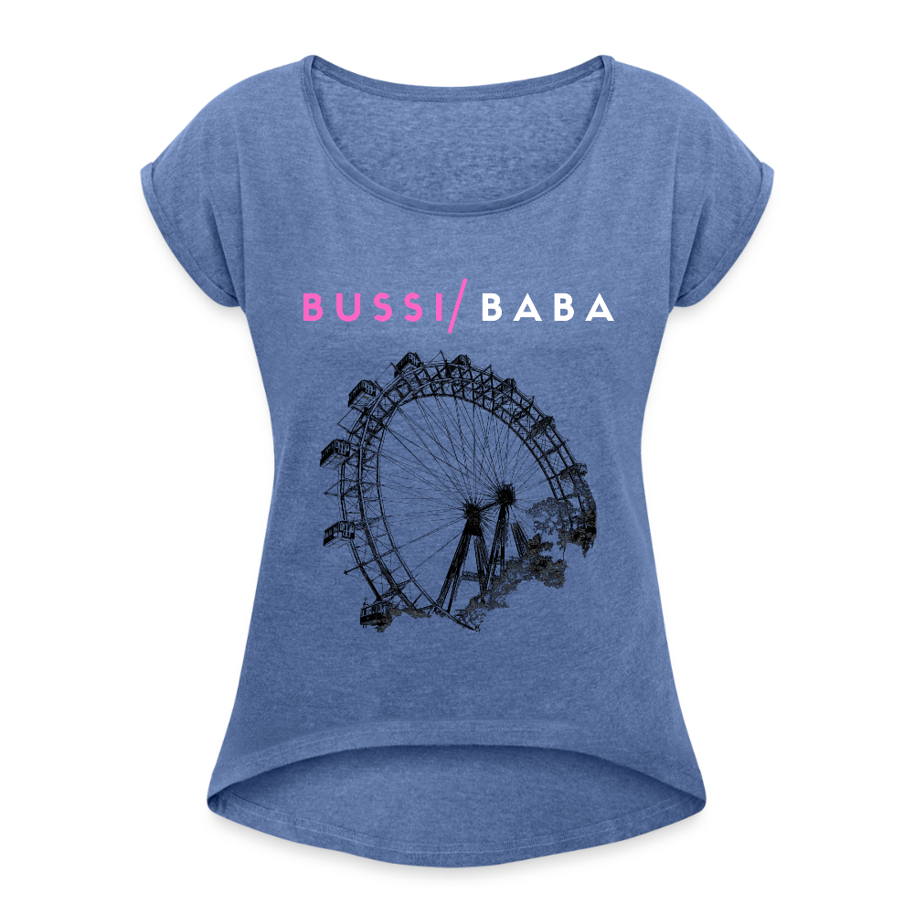 Bussi Baba pink - Wiener Riesenrad in schwarz, lockeres Frauen T-Shirt - Denim meliert