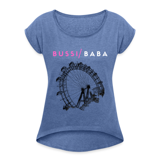 Bussi Baba pink - Wiener Riesenrad in schwarz, lockeres Frauen T-Shirt - Denim meliert