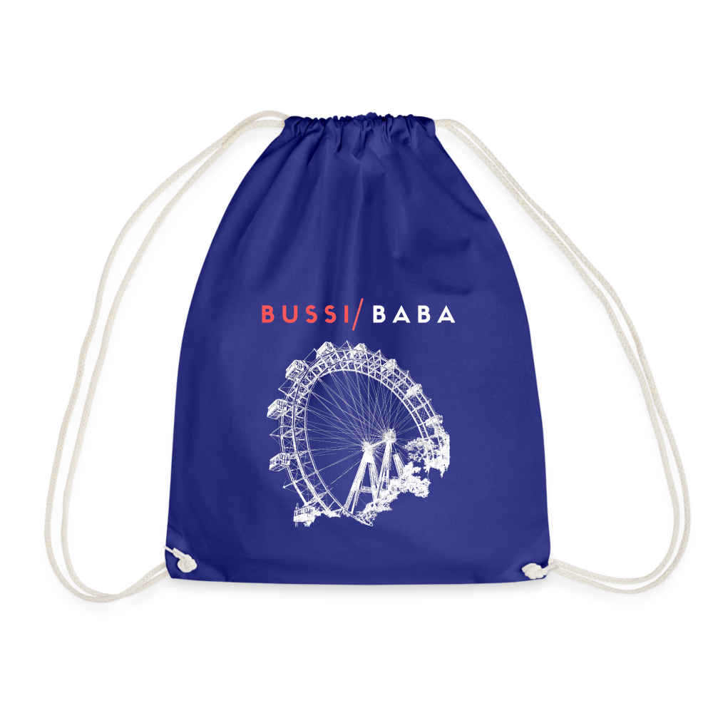 Bussi Baba korallenrot - Wiener Riesenrad in weiß, Gym Bag - Turnsackerl (dt. Turnbeutel) - Königsblau