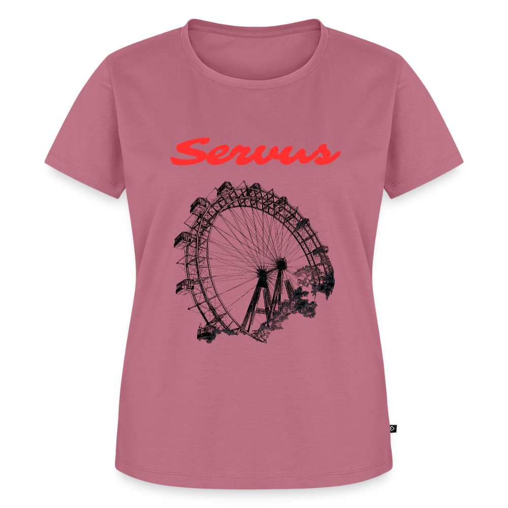 Servus (dt. Hallo) in rot & Wiener Riesenrad in schwarz, Frauen Premium T-Shirt - Mauve