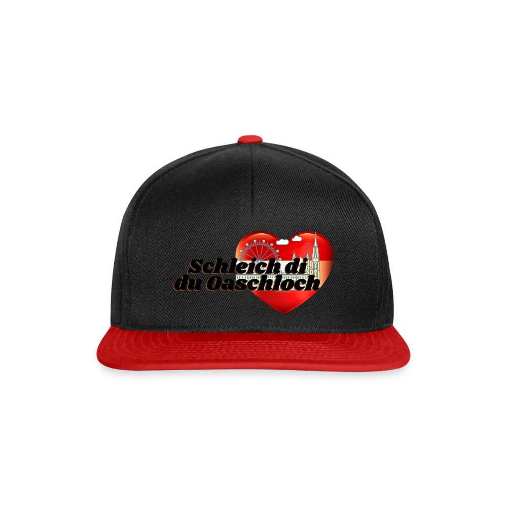 Schleich di du Oaschloch - Wien im Herzen, Snapback Kapperl - Schwarz/Rot